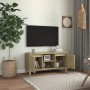 Mueble de TV patas madera maciza roble Sonoma 103,5x35x50 cm en Muebles TV | Comprar online en Foru.es