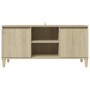 Mueble de TV patas madera maciza roble Sonoma 103,5x35x50 cm en Muebles TV | Comprar online en Foru.es