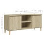 Mueble de TV patas madera maciza roble Sonoma 103,5x35x50 cm en Muebles TV | Comprar online en Foru.es