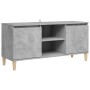 Mueble de TV patas madera maciza gris hormigón 103,5x35x50 cm en Muebles TV | Comprar online en Foru.es