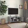 Mueble de TV patas madera maciza gris hormigón 103,5x35x50 cm en Muebles TV | Comprar online en Foru.es