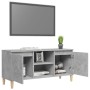 Mueble de TV patas madera maciza gris hormigón 103,5x35x50 cm en Muebles TV | Comprar online en Foru.es