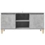 Mueble de TV patas madera maciza gris hormigón 103,5x35x50 cm en Muebles TV | Comprar online en Foru.es