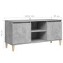 Mueble de TV patas madera maciza gris hormigón 103,5x35x50 cm en Muebles TV | Comprar online en Foru.es