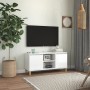 Mueble de TV patas madera pino blanco con brillo 103,5x35x50 cm en Muebles TV | Comprar online en Foru.es
