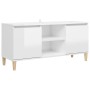 Mueble de TV patas madera pino blanco con brillo 103,5x35x50 cm en Muebles TV | Comprar online en Foru.es