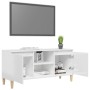 Mueble de TV patas madera pino blanco con brillo 103,5x35x50 cm en Muebles TV | Comprar online en Foru.es
