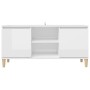 Mueble de TV patas madera pino blanco con brillo 103,5x35x50 cm en Muebles TV | Comprar online en Foru.es