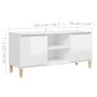 Mueble de TV patas madera pino blanco con brillo 103,5x35x50 cm en Muebles TV | Comprar online en Foru.es