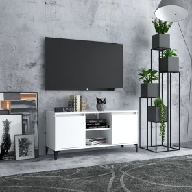 Mueble de TV con patas de metal blanco 103,5x35x50 cm en Muebles TV | Comprar online en Foru.es