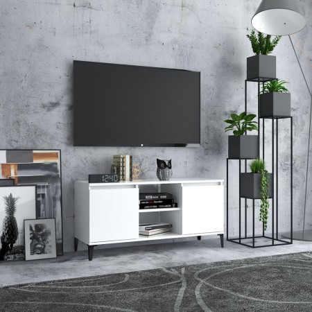 Mueble de TV con patas de metal blanco 103,5x35x50 cm en Muebles TV | Comprar online en Foru.es