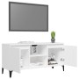 Mueble de TV con patas de metal blanco 103,5x35x50 cm en Muebles TV | Comprar online en Foru.es