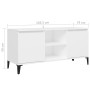 Mueble de TV con patas de metal blanco 103,5x35x50 cm en Muebles TV | Comprar online en Foru.es