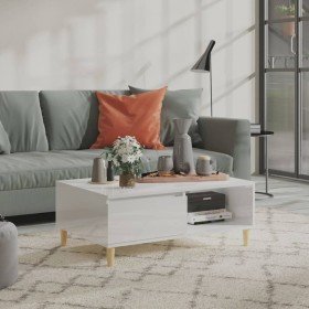 Mesa de centro madera contrachapada blanco brillo 90x60x35 cm en Mesas de centro | Comprar online en Foru.es