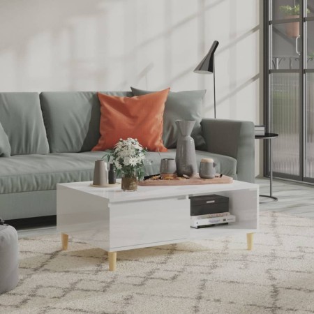 Mesa de centro madera contrachapada blanco brillo 90x60x35 cm en Mesas de centro | Comprar online en Foru.es