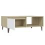 Mesa de centro madera contrachapada blanco y roble 90x60x35 cm en Mesas de centro | Comprar online en Foru.es