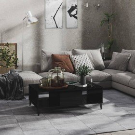 Mesa de centro madera contrachapada negro brillo 103,5x60x35cm en Mesas de centro | Comprar online en Foru.es
