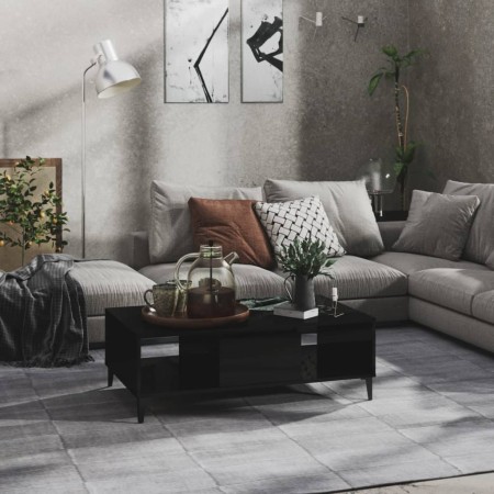 Mesa de centro madera contrachapada negro brillo 103,5x60x35cm en Mesas de centro | Comprar online en Foru.es