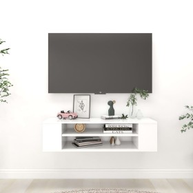 Mueble de TV colgante madera contrachapada blanco 100x30x26,5cm en Muebles TV | Comprar online en Foru.es