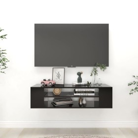 Mueble de TV colgante madera contrachapada negro 100x30x26,5 cm en Muebles TV | Comprar online en Foru.es