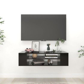 Mueble de TV colgante madera contrachapada negro 100x30x26,5 cm en Muebles TV | Comprar online en Foru.es
