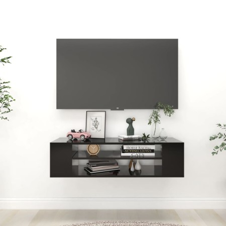 Mueble de TV colgante madera contrachapada negro 100x30x26,5 cm en Muebles TV | Comprar online en Foru.es