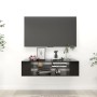 Mueble de TV colgante madera contrachapada negro 100x30x26,5 cm en Muebles TV | Comprar online en Foru.es