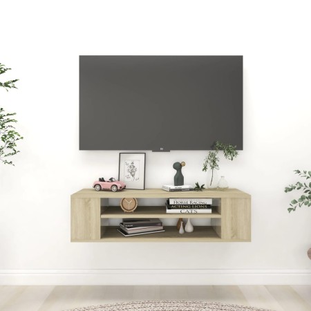Mueble de TV colgante contrachapada roble Sonoma 100x30x26,5 cm en Muebles TV | Comprar online en Foru.es
