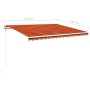 Toldo automático LED sensor de viento naranja marrón 450x350 cm de vidaXL, Toldos - Ref: Foro24-3069015, Precio: 721,29 €, De...