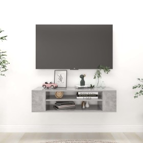 Mueble de TV colgante contrachapada gris hormigón 100x30x26,5cm en Muebles TV | Comprar online en Foru.es