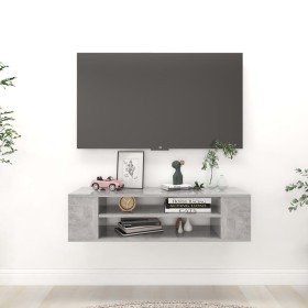 Mueble de TV colgante contrachapada gris hormigón 100x30x26,5cm en Muebles TV | Comprar online en Foru.es