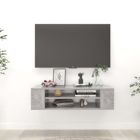 Mueble de TV colgante contrachapada gris hormigón 100x30x26,5cm en Muebles TV | Comprar online en Foru.es