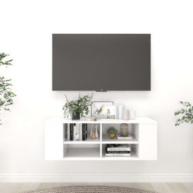 Mueble de pared para TV madera contrachapada blanco 102x35x35cm en Muebles TV | Comprar online en Foru.es