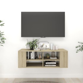 Mueble pared TV madera contrachapada roble Sonoma 102x35x35 cm en Muebles TV | Comprar online en Foru.es