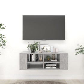 Mueble pared TV madera contrachapada gris hormigón 102x35x35 cm en Muebles TV | Comprar online en Foru.es