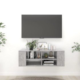 Mueble pared TV madera contrachapada gris hormigón 102x35x35 cm en Muebles TV | Comprar online en Foru.es