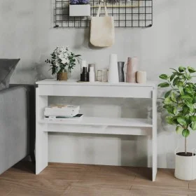 Konsolentisch aus glänzend weißem Sperrholz, 102 x 30 x 80 cm von vidaXL, Seitentische - Ref: Foro24-808329, Preis: 59,75 €, ...