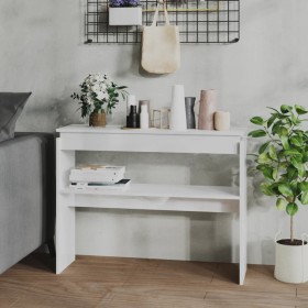 Mesa consola madera contrachapada blanco brillante 102x30x80 cm de vidaXL, Mesas auxiliares - Ref: Foro24-808329, Precio: 57,...