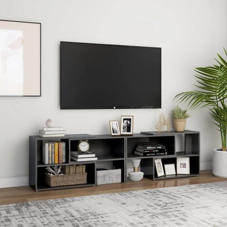 Mueble de TV madera contrachapada gris brillante 149x30x52 cm de vidaXL, Muebles TV - Ref: Foro24-808367, Precio: 61,52 €, De...