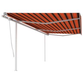 Toldo manual retráctil con postes naranja y marrón 6x3 m en Toldos | Comprar online en Foru.es