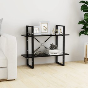 Estantería de 2 niveles madera contrachapada negro 80x30x70 cm en Librerías y estanterías | Comprar online en Foru.es