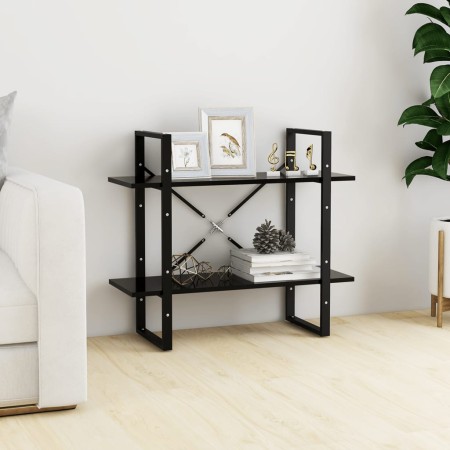 Estantería de 2 niveles madera contrachapada negro 80x30x70 cm en Librerías y estanterías | Comprar online en Foru.es
