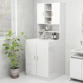 Armario de lavadora blanco brillante 70,5x25,5x90 cm de vidaXL, Accesorios para lavadoras y secadoras - Ref: Foro24-808392, P...