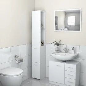 Armario de baño madera contrachapada blanco 25x26,5x170 cm de vidaXL, Muebles de baño - Ref: Foro24-808431, Precio: 61,31 €, ...