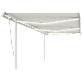 Toldo retráctil manual con luz LED color crema 6x3 m en Toldos | Comprar online en Foru.es
