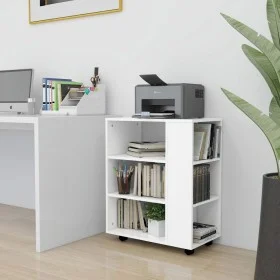 Armario con ruedas de madera contrachapada blanco 60x35x75 cm de vidaXL, Taquillas y armarios de almacenamiento - Ref: Foro24...