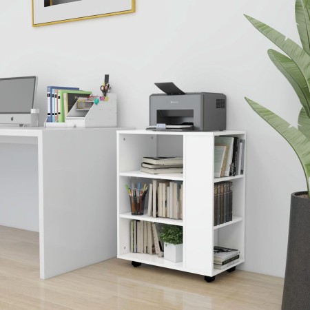 Armario con ruedas de madera contrachapada blanco 60x35x75 cm de vidaXL, Taquillas y armarios de almacenamiento - Ref: Foro24...