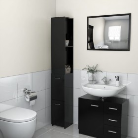 Armario de baño madera contrachapada negro 25x26,5x170 cm de vidaXL, Muebles de baño - Ref: Foro24-808432, Precio: 61,38 €, D...