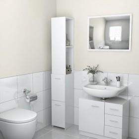 Armario baño madera contrachapada blanco brillo 25x26,5x170 cm de vidaXL, Muebles de baño - Ref: Foro24-808437, Precio: 64,77...