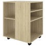 Armario con ruedas madera contrachapada roble Sonoma 60x53x72cm de vidaXL, Taquillas y armarios de almacenamiento - Ref: Foro...